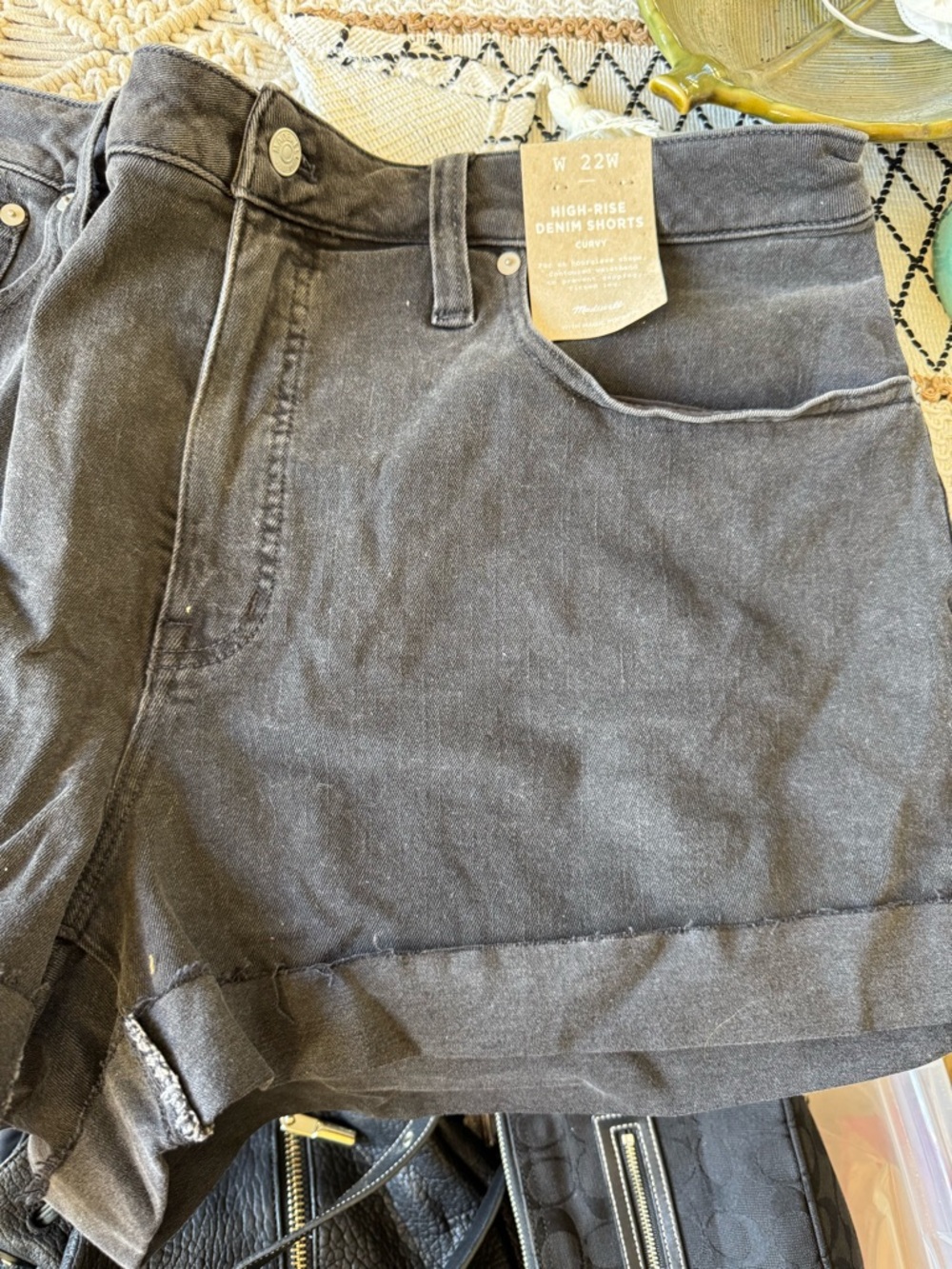 NWT Madewell High-Rise Denim Shorts in Washed Black